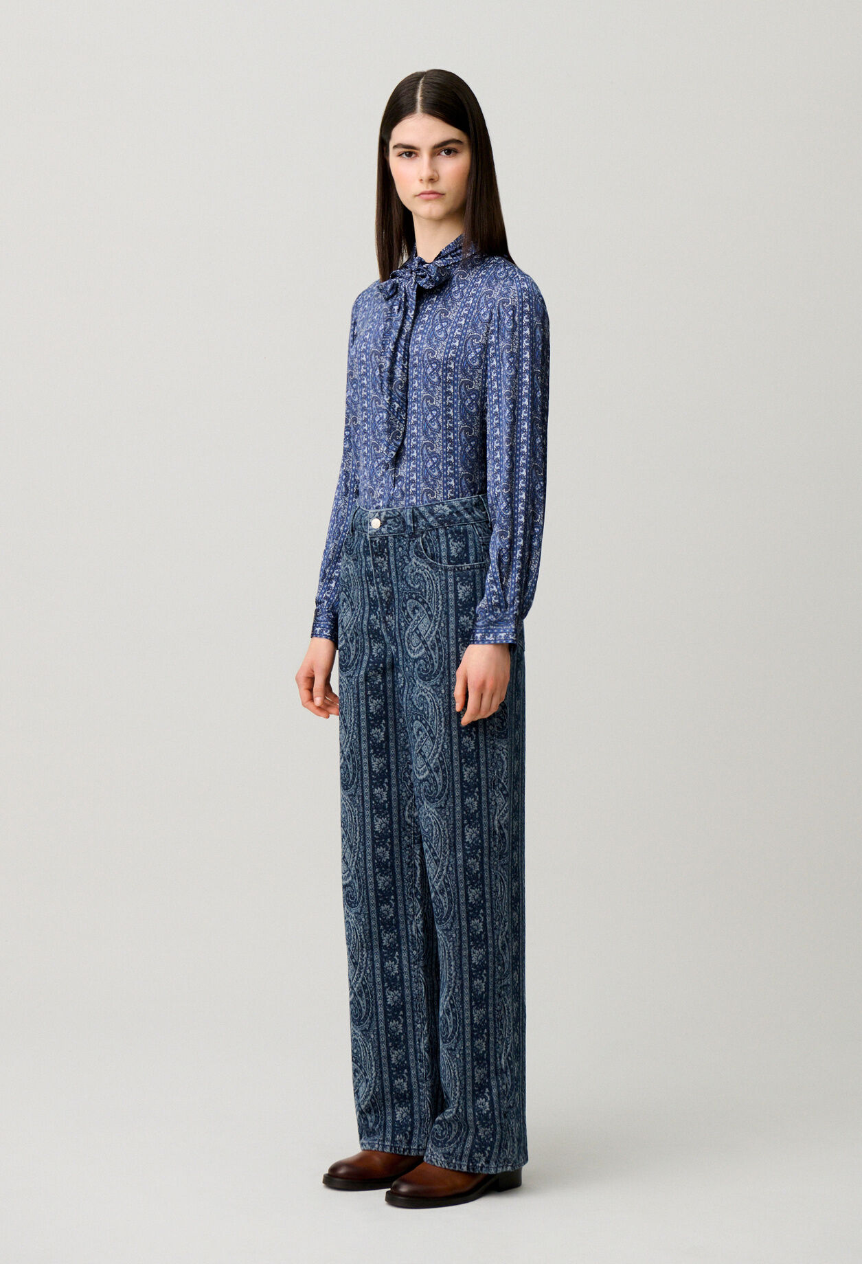 Gerade Denim-Jeans mit Print