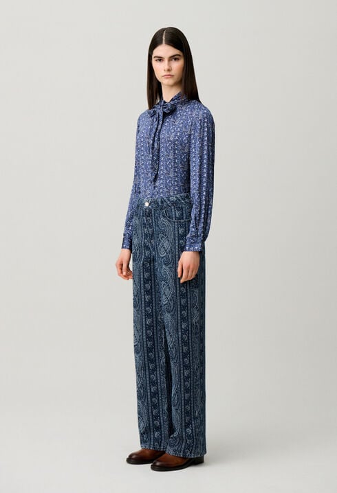 Gerade Denim-Jeans mit Print