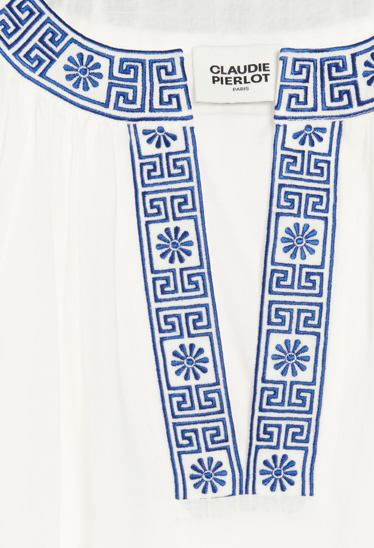 Besticktes Midikleid, ecrufarben