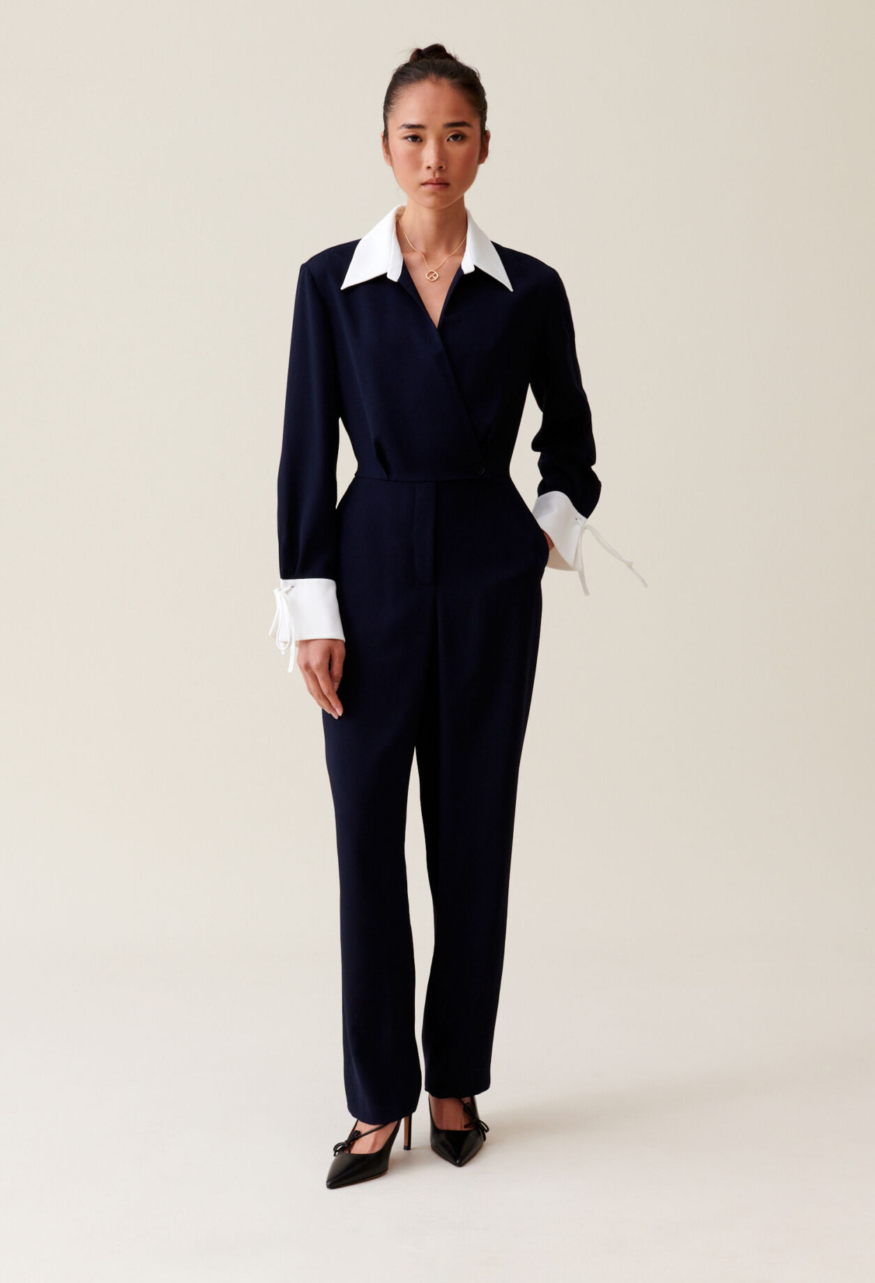 Jumpsuit zweierlei Stoffen Blau