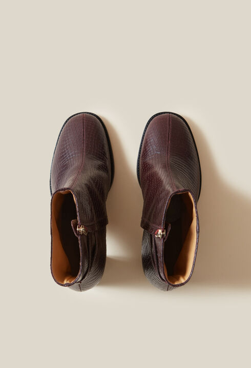 Lackleder-Stiefeletten, Schlangenoptik