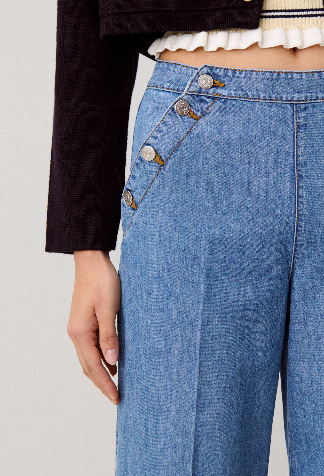 Denim-Jeans mit Latz