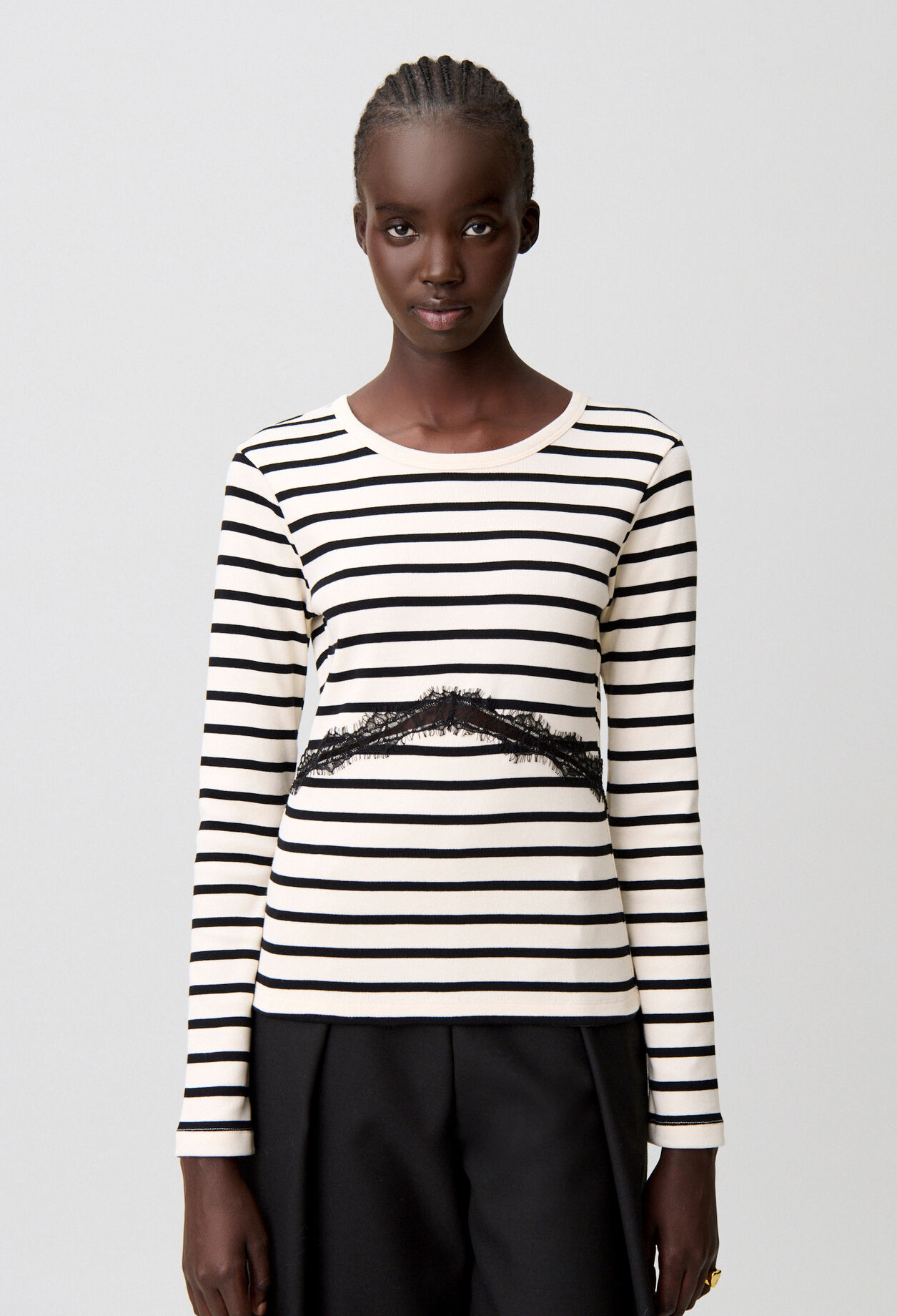 Marinière-T-Shirt mit Spitze