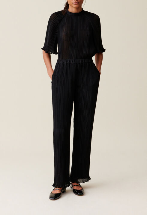 Plissierte Hose mit Volant