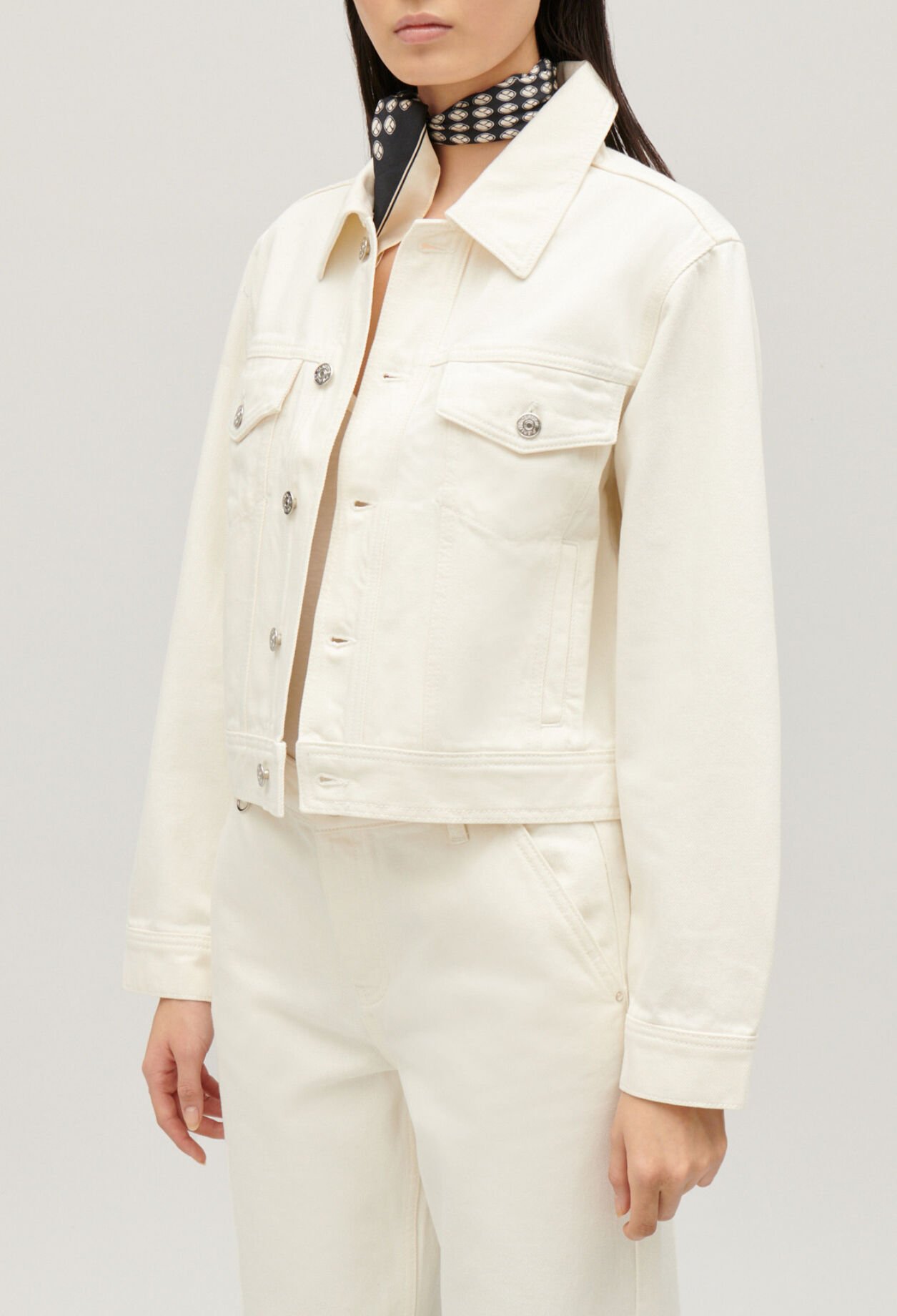 Gerade geschnittene Jeansjacke Ecru