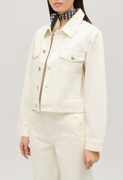 Gerade geschnittene Jeansjacke Ecru