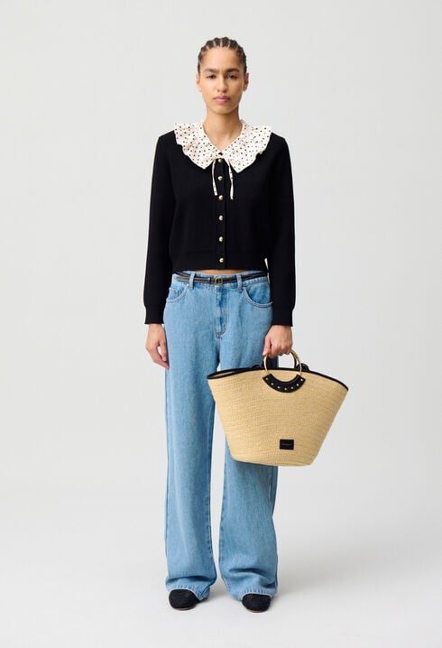 Feinstrick-Cardigan mit Kragen