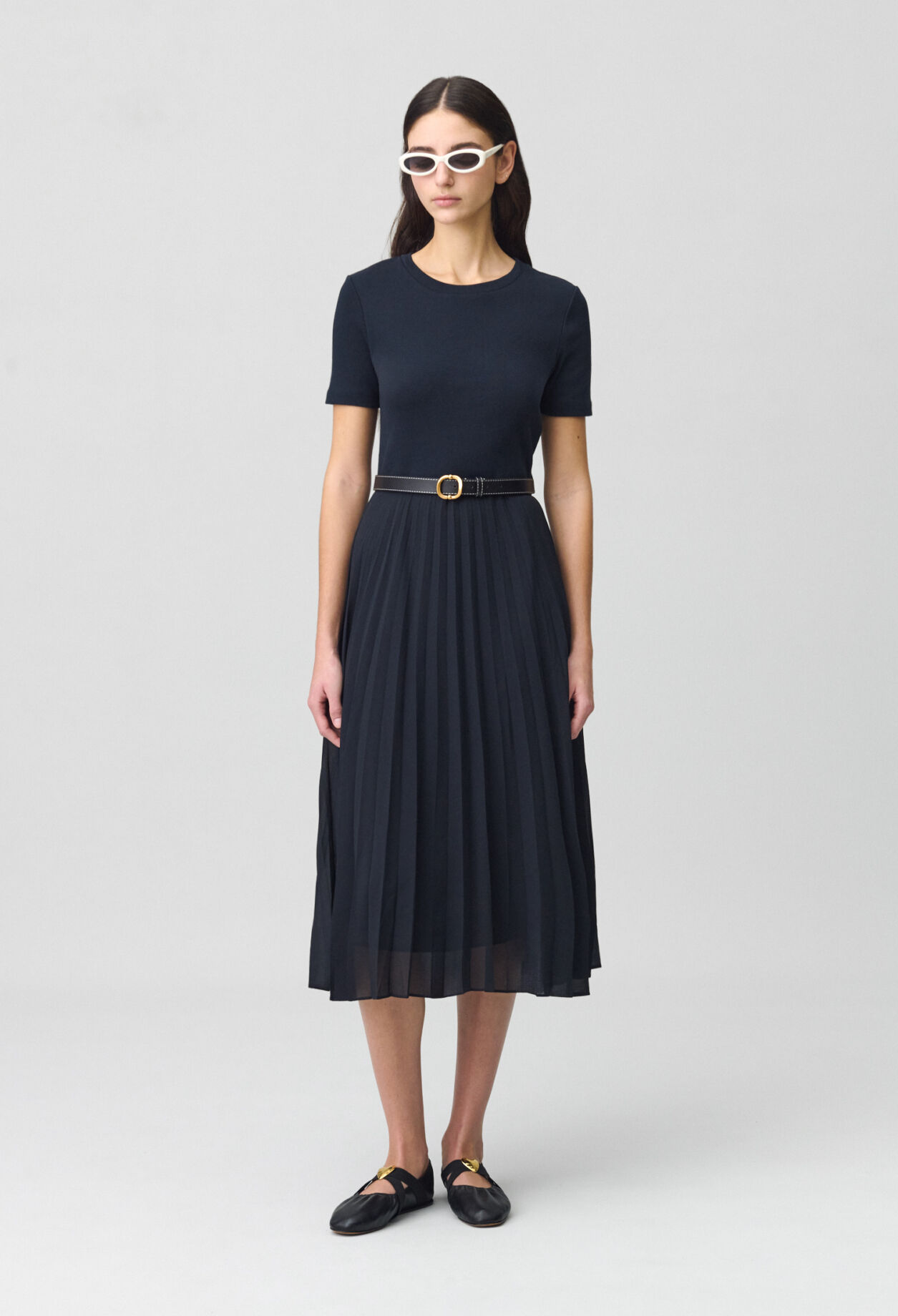 Langes Kleid Teli aus Materialmix