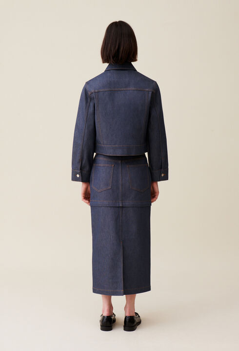 Weite dunkelblaue Jeansjacke