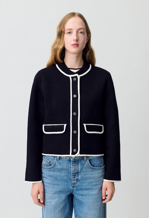Zweifarbiger, dicker Cardigan
