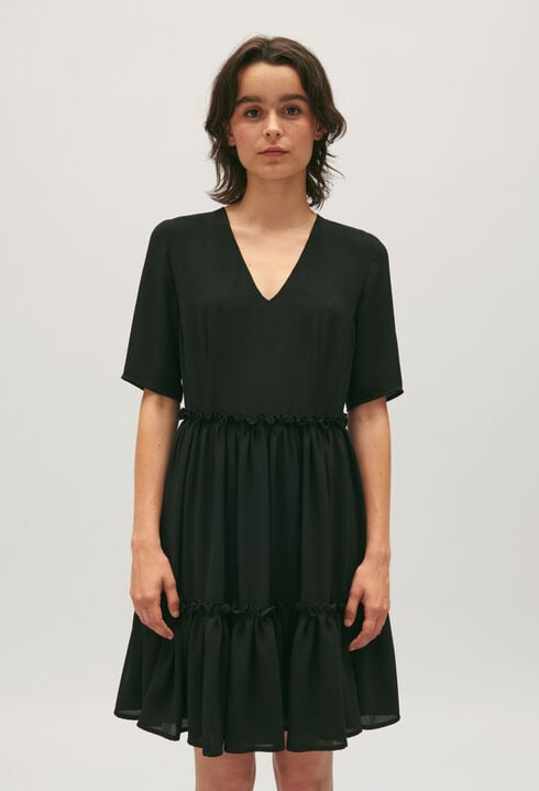 Kurzes Volant-Kleid schwarz