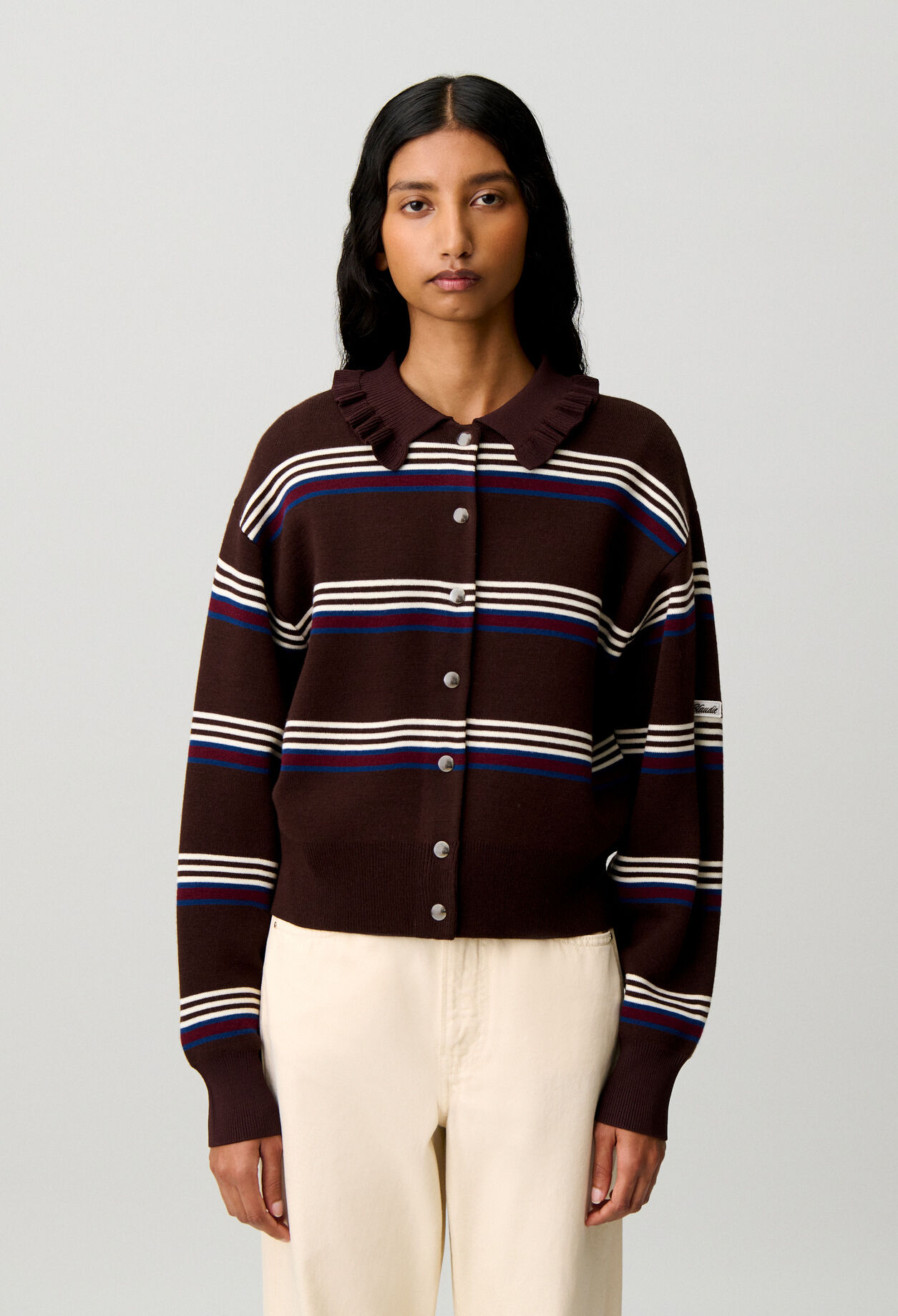 Gestreifter Strickcardigan