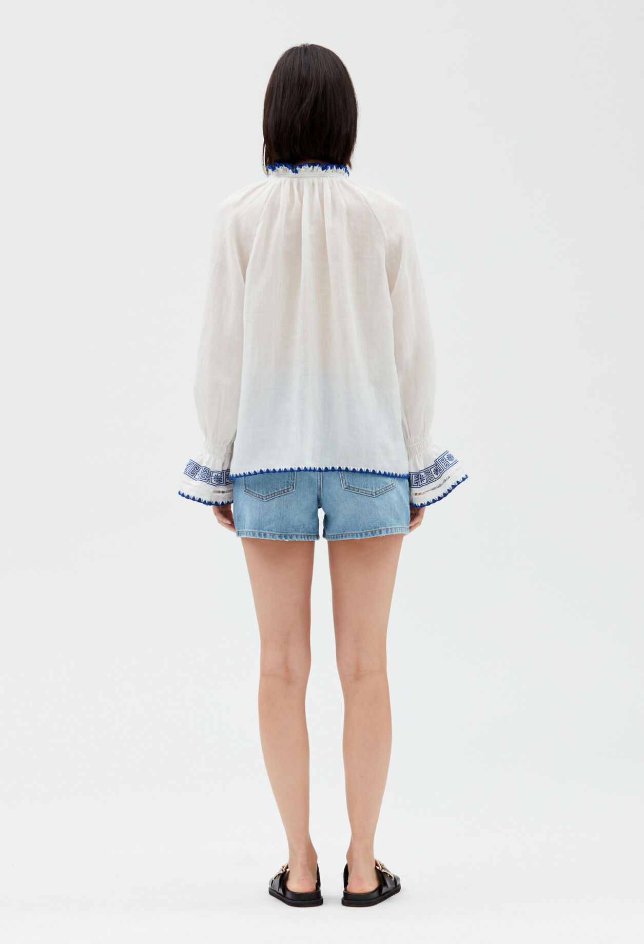 Bestickte Bluse, écrufarben
