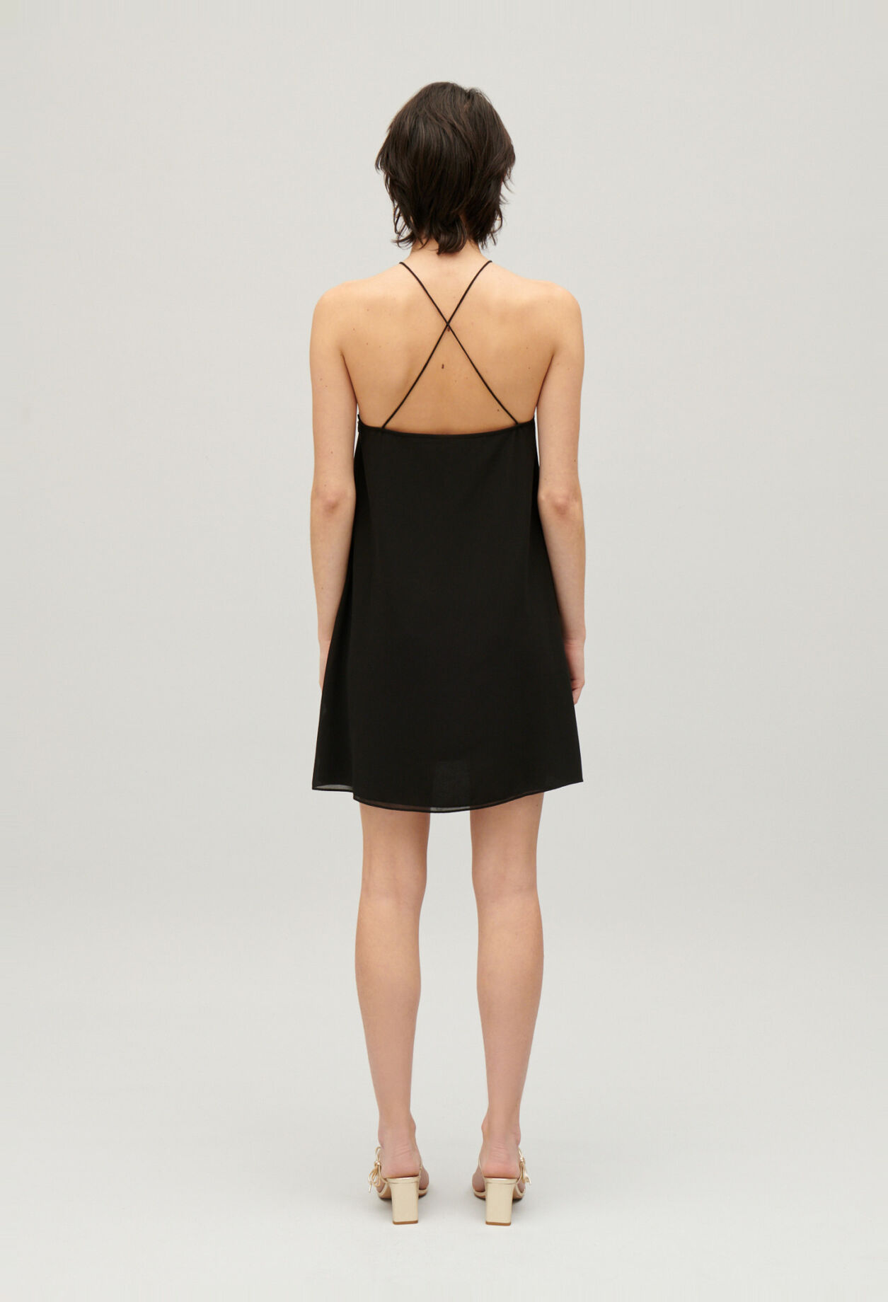Plissiertes, kurzes Kleid Schwarz