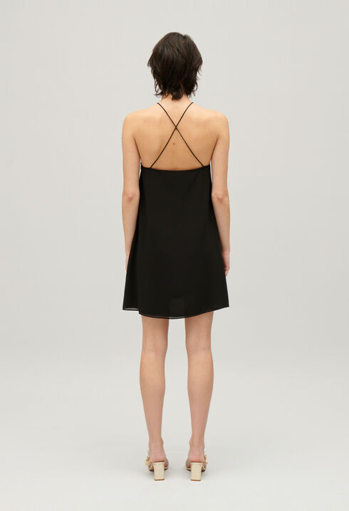 Plissiertes, kurzes Kleid Schwarz
