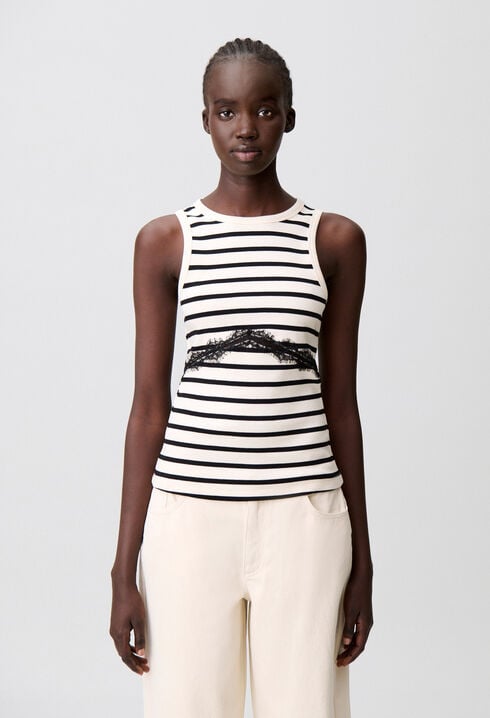 Breton-Shirt aus Baumwolle, Spitze