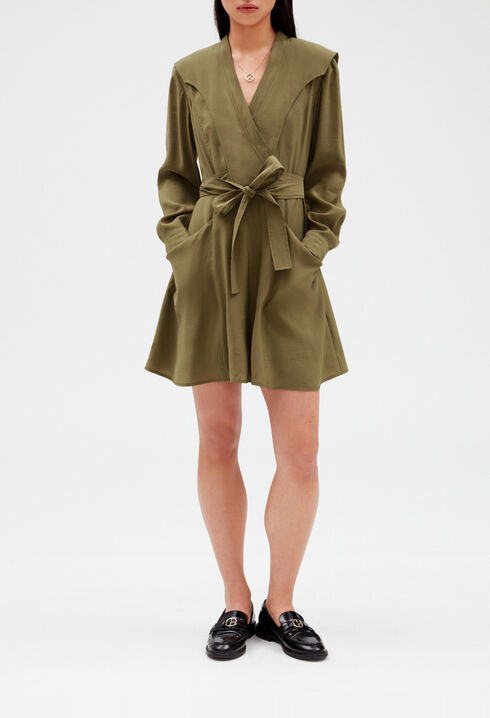 Kurzes Kleid zum Binden, khaki