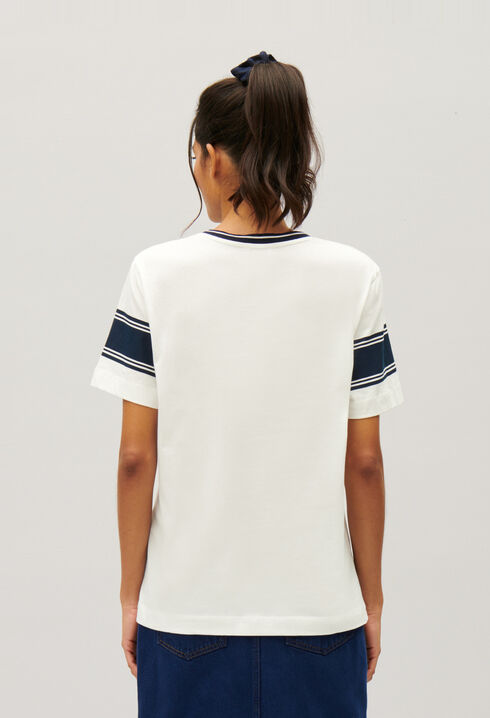 Claudie T-Shirt Blau und Wei&szlig;