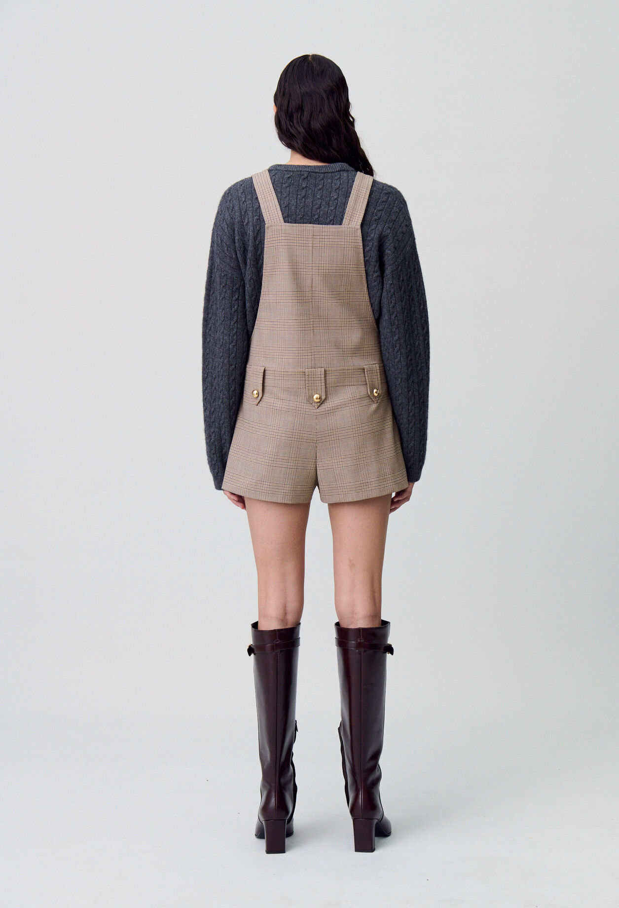 Karierter Latz-Overall-Shorts