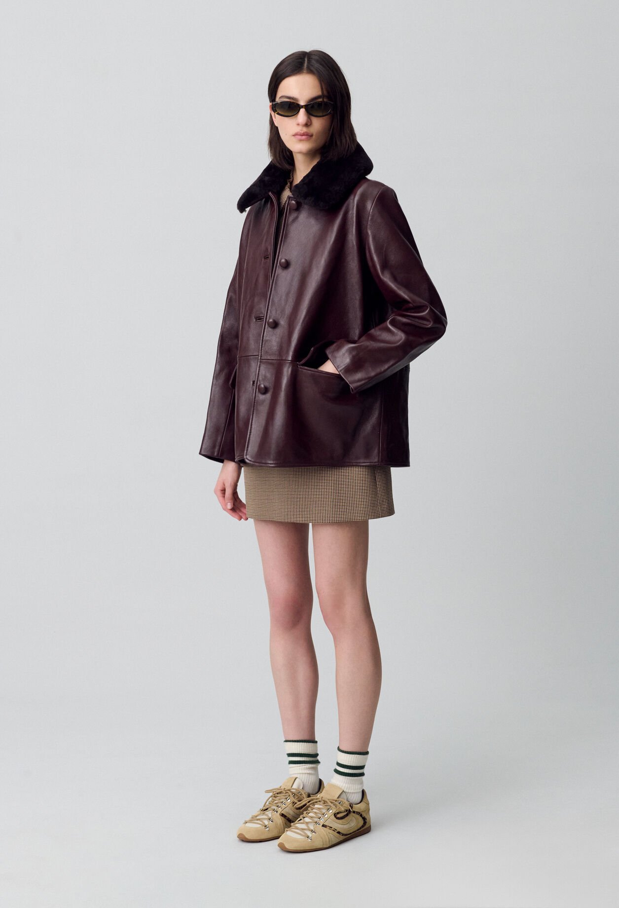 Weite Lederjacke