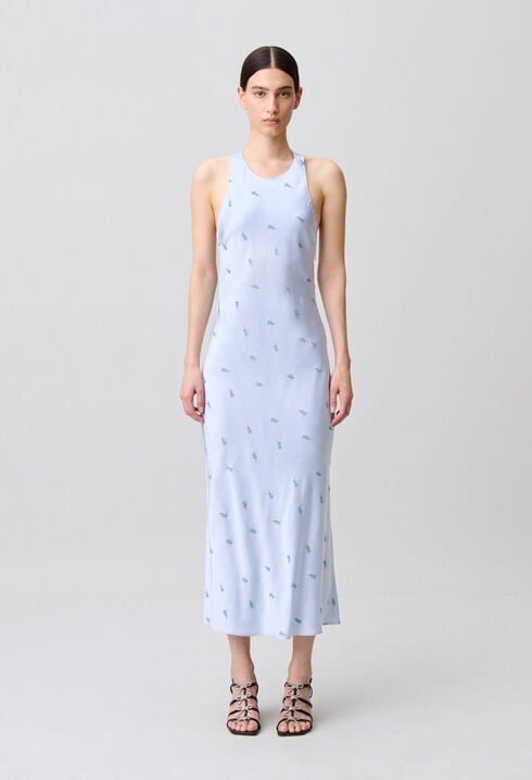 R&uuml;ckenfreies Satinkleid