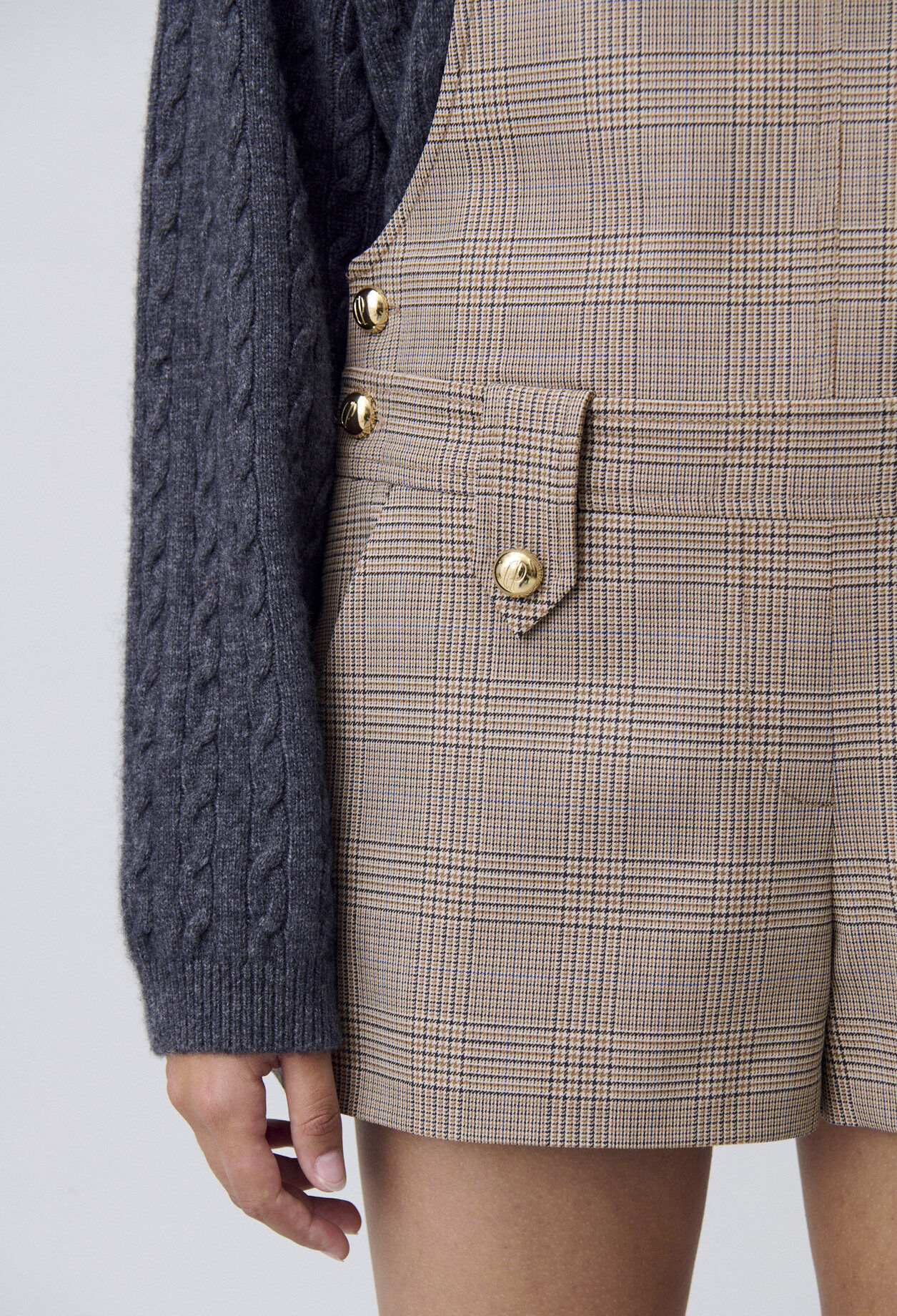 Karierter Latz-Overall-Shorts