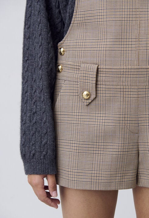 Karierter Latz-Overall-Shorts