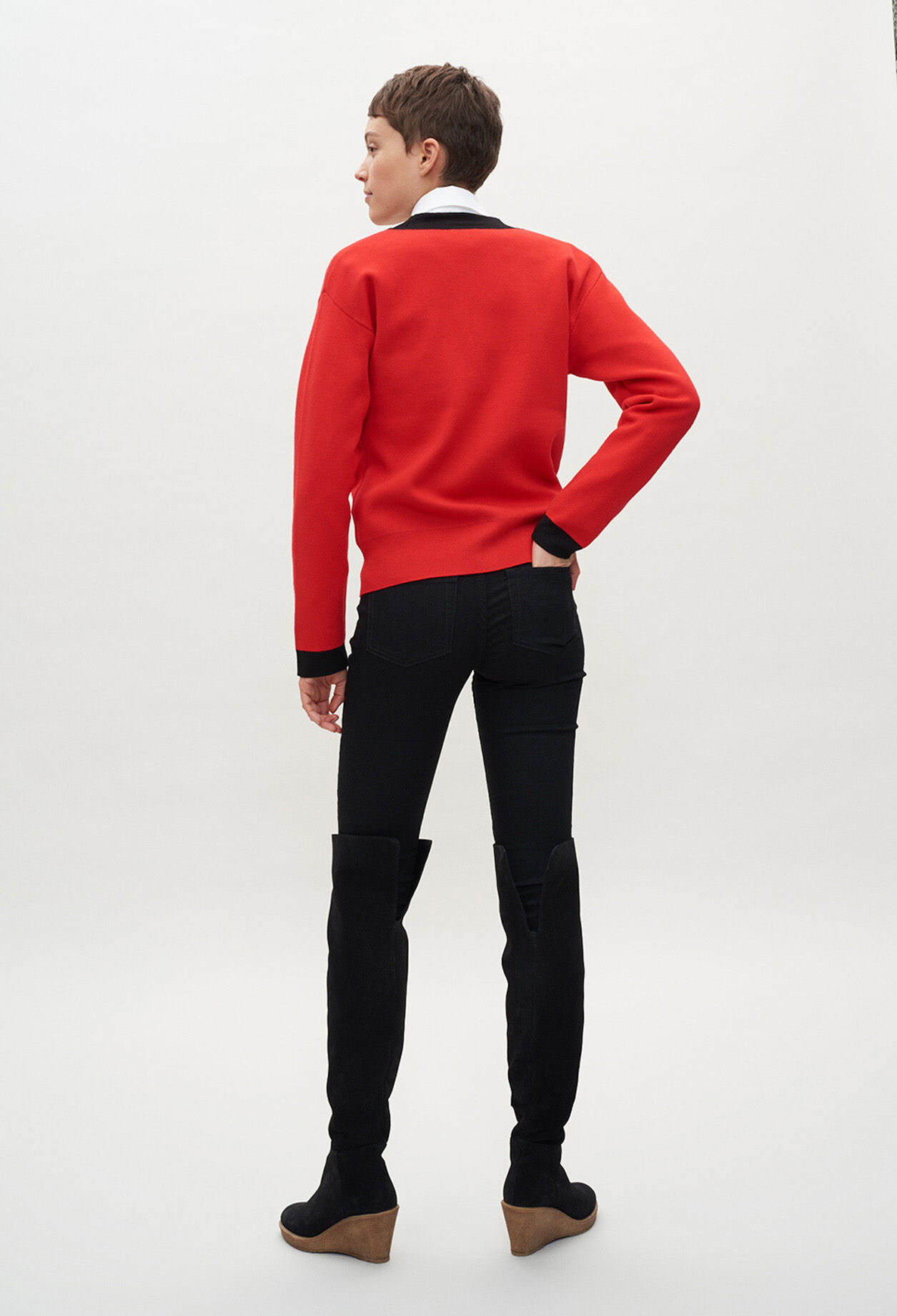 Rot-schwarzer Cardigan