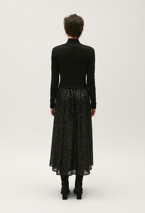 Kleid aus zwei Materialien Pailletten