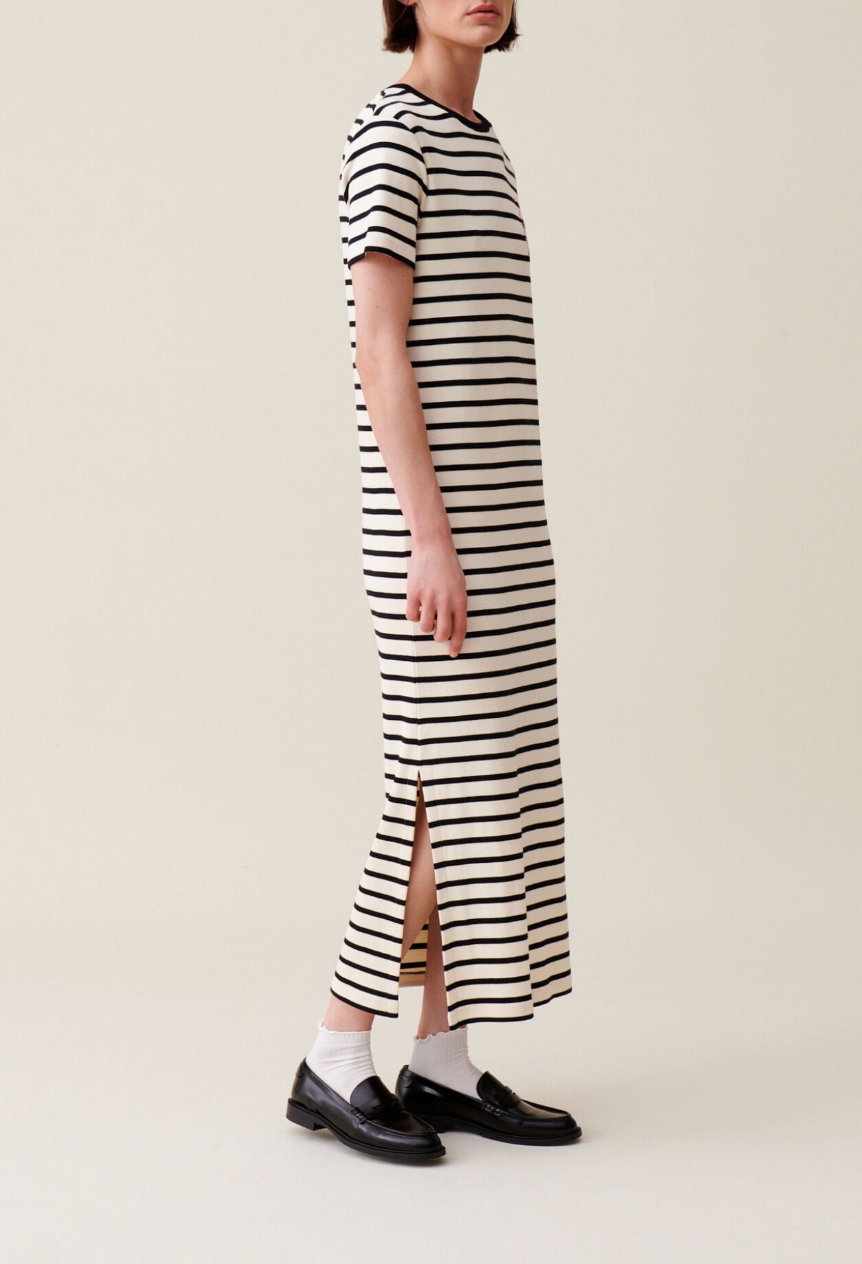 Gestreiftes Midi-Jeanskleid Toto