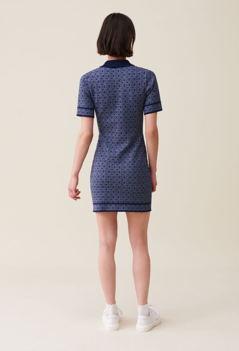 Kurzes marineblaues Monogrammkleid