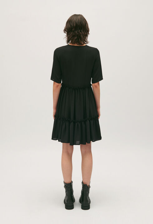 Kurzes Volant-Kleid schwarz