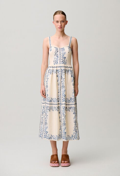 Bedrucktes Leinenkleid
