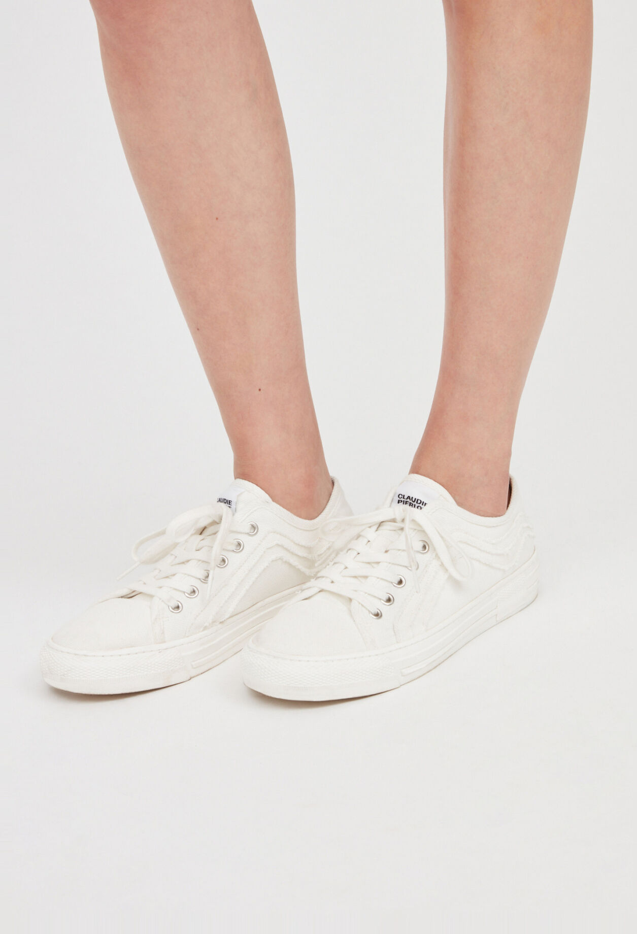 Ecru niedrige Sneaker Leinen