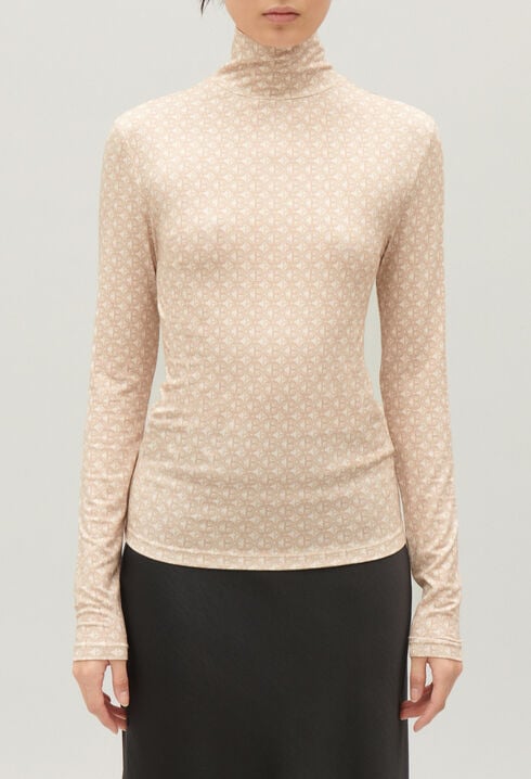 Unterziehpullover mit CP-Print in Beige