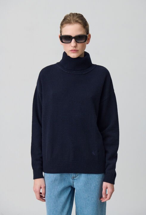 Marineblauer Kaschmirpullover