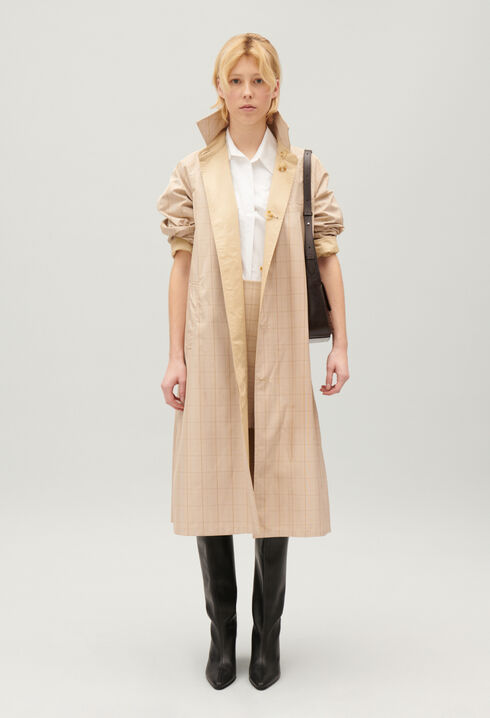 Halblanger Wendemantel Beige
