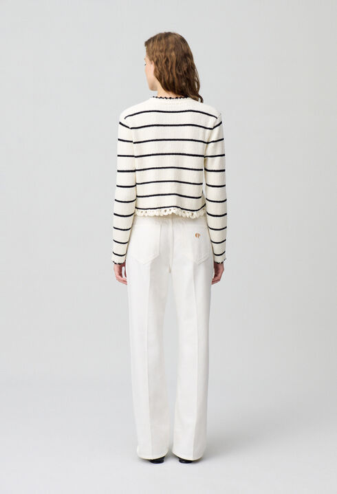 Feinstrick-Cardigan mit Streifen