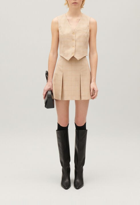 Anzugweste mit Karomuster Beige