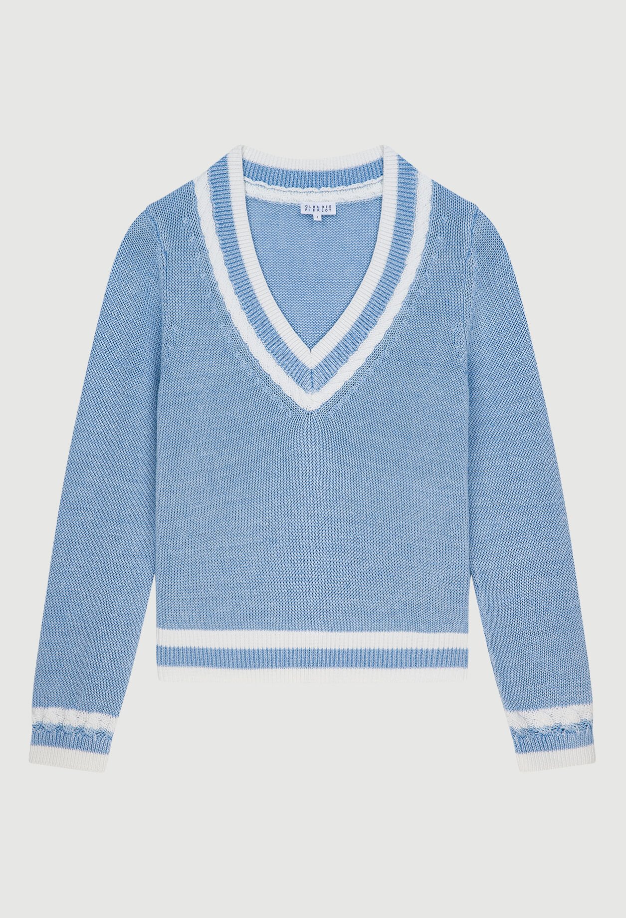 Hellblauen Leinenpullover