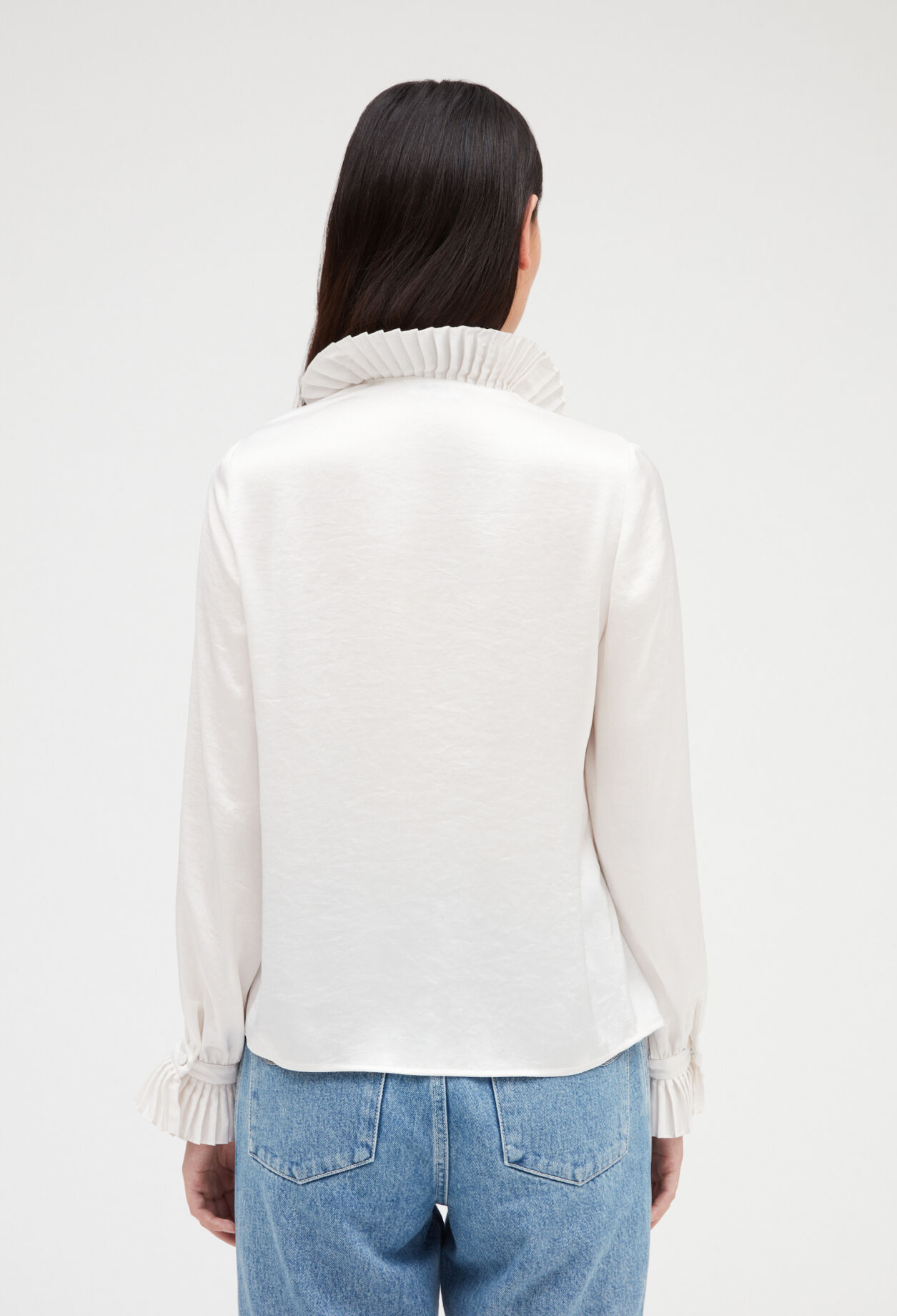 Bluse mit volant-besatz