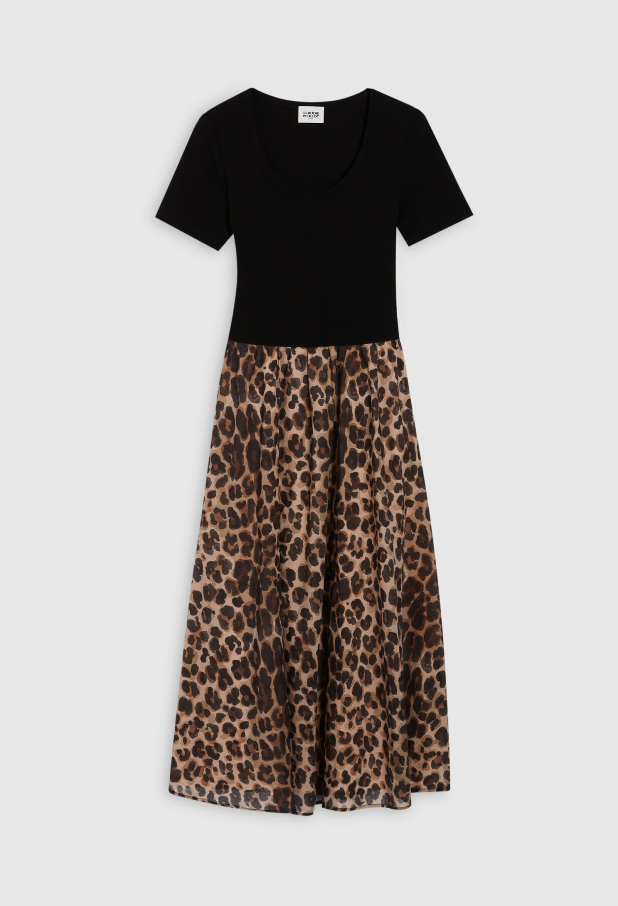 Bimaterial-Kleid Leopardenmuster