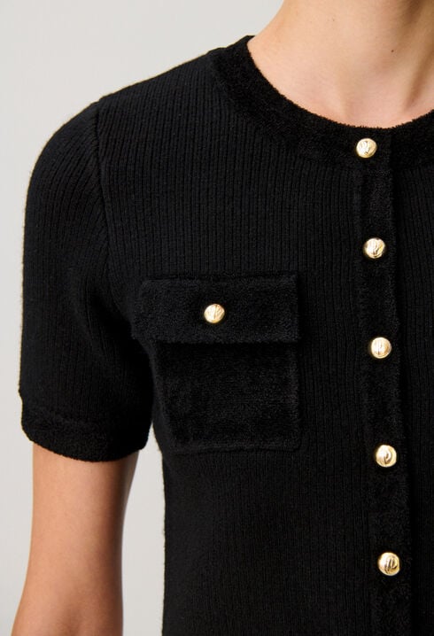 Strickjacke aus Samtstrick