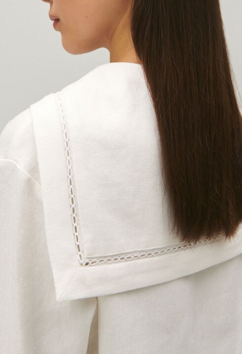 Top mit Matrosenkragen Ecru