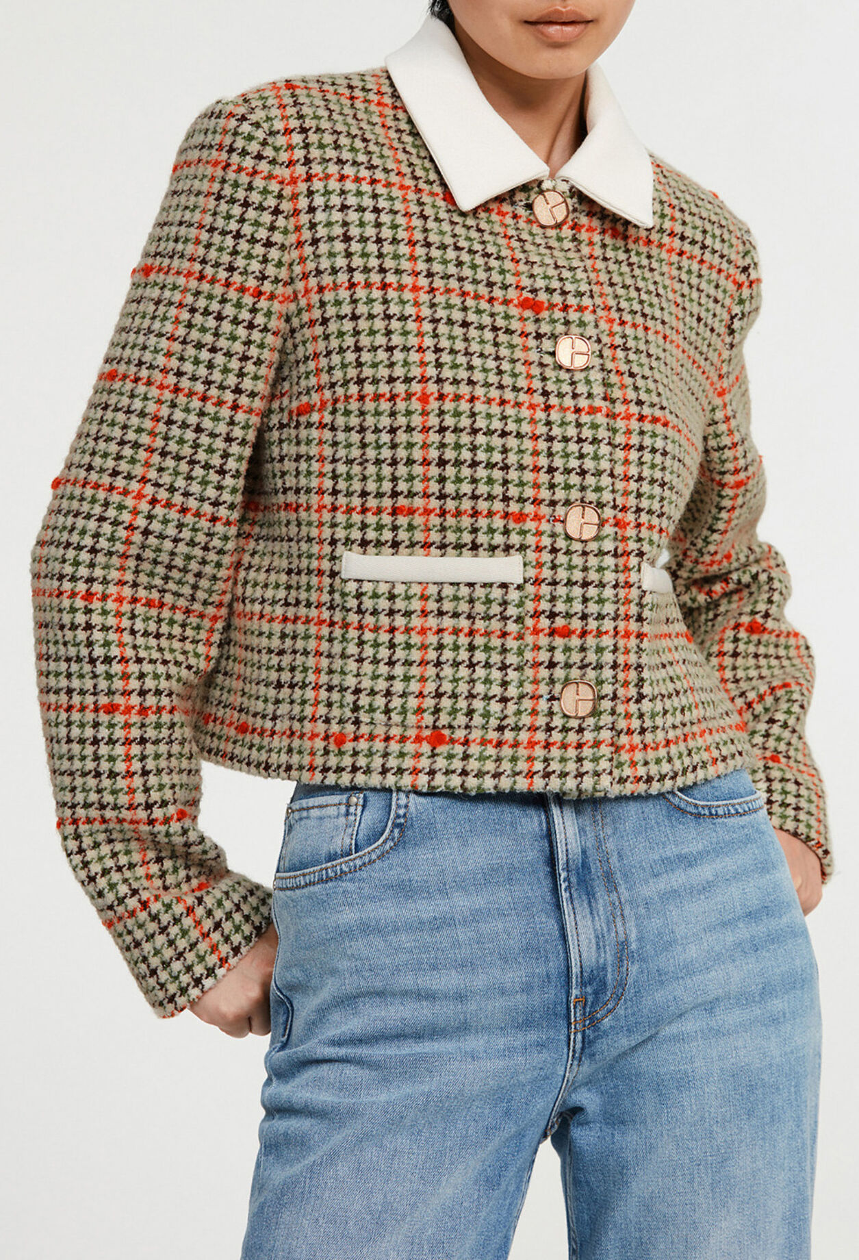 Karierte Jacke mit Hahnentrittmuster