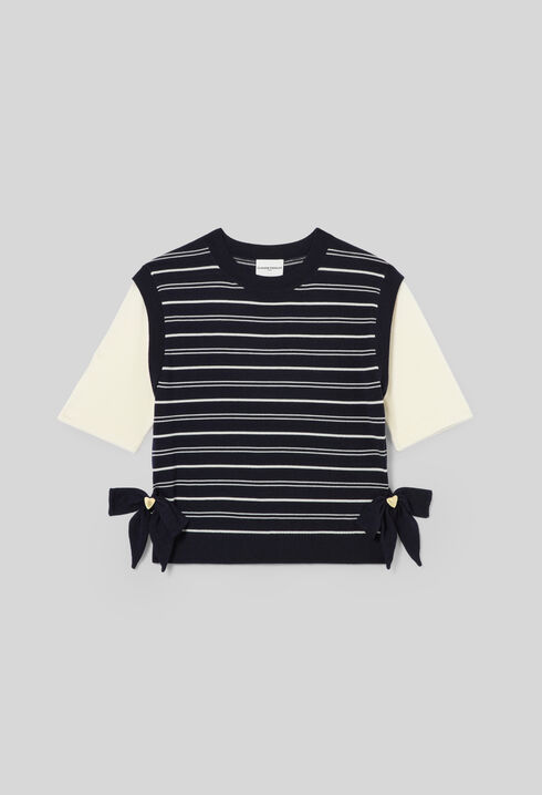Gestreifter Strickpullover Herz