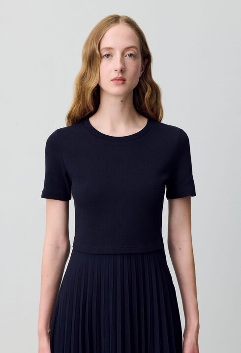 Zweifarbige Kleid in Schwarz und Marine 