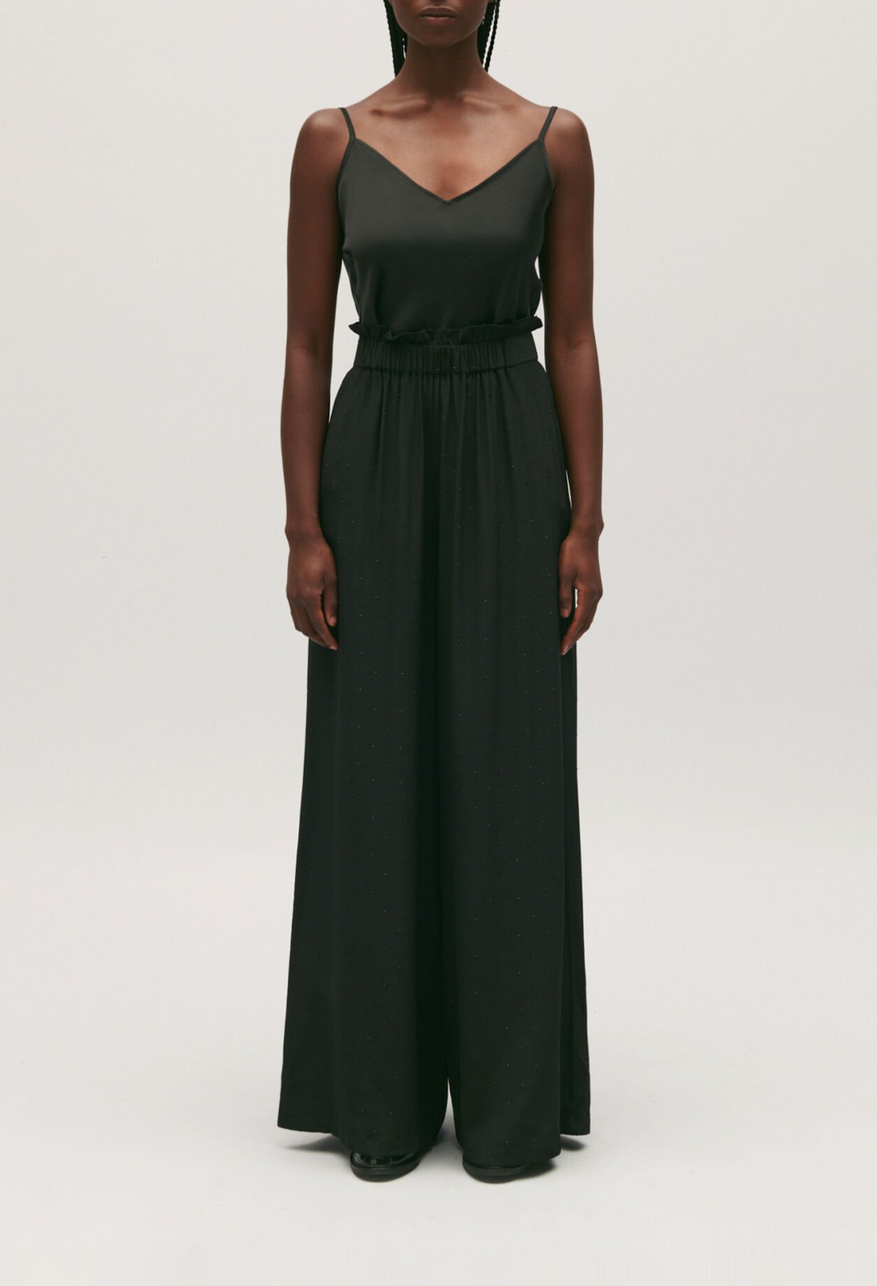 Fließende Strass-Hose schwarz