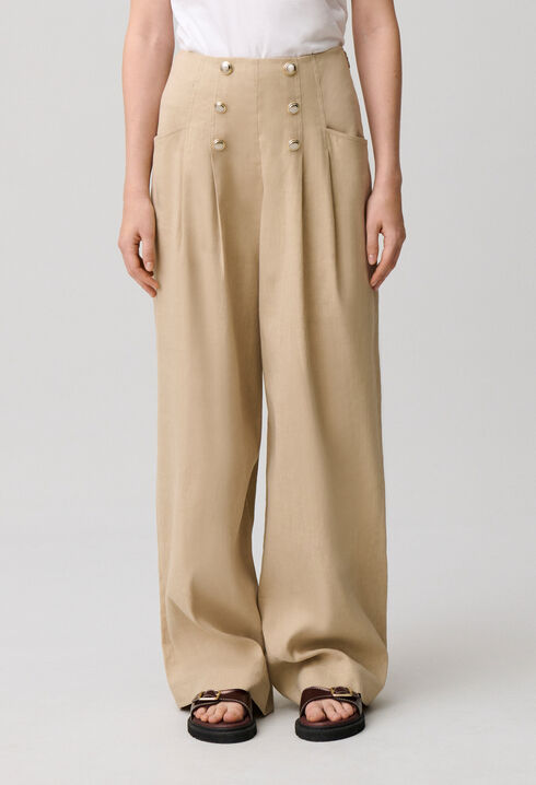Leinenhose mit Kn&ouml;pfen