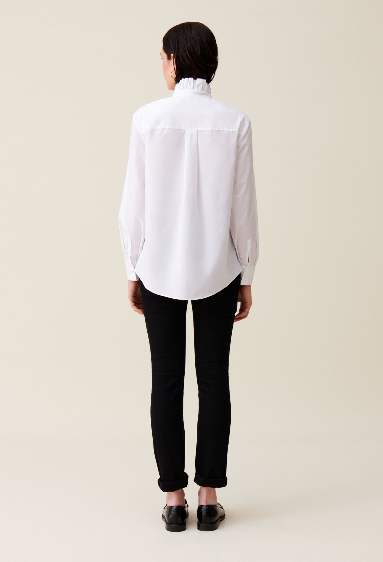 Hemdbluse Rüschenkragen weiß